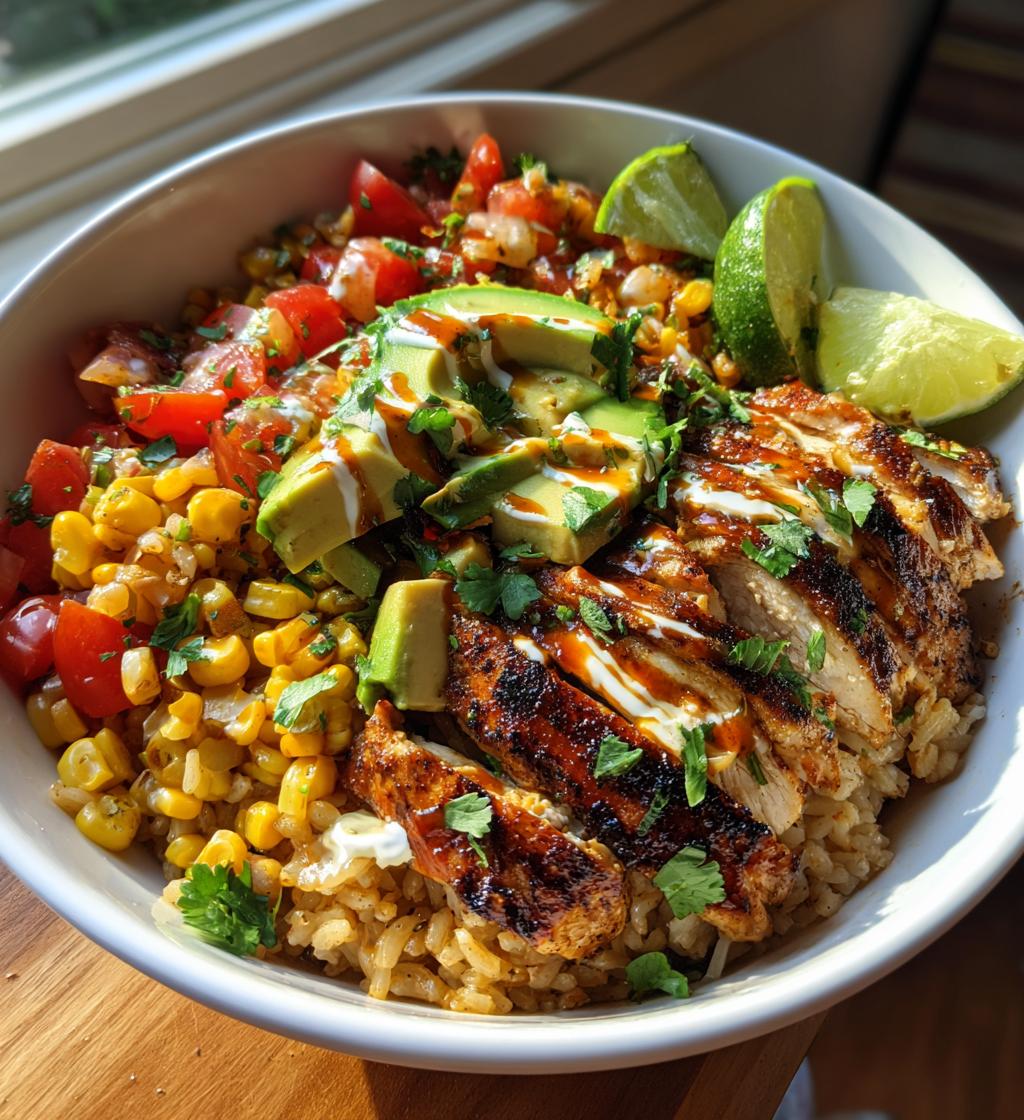 street corn chicken rice bowl