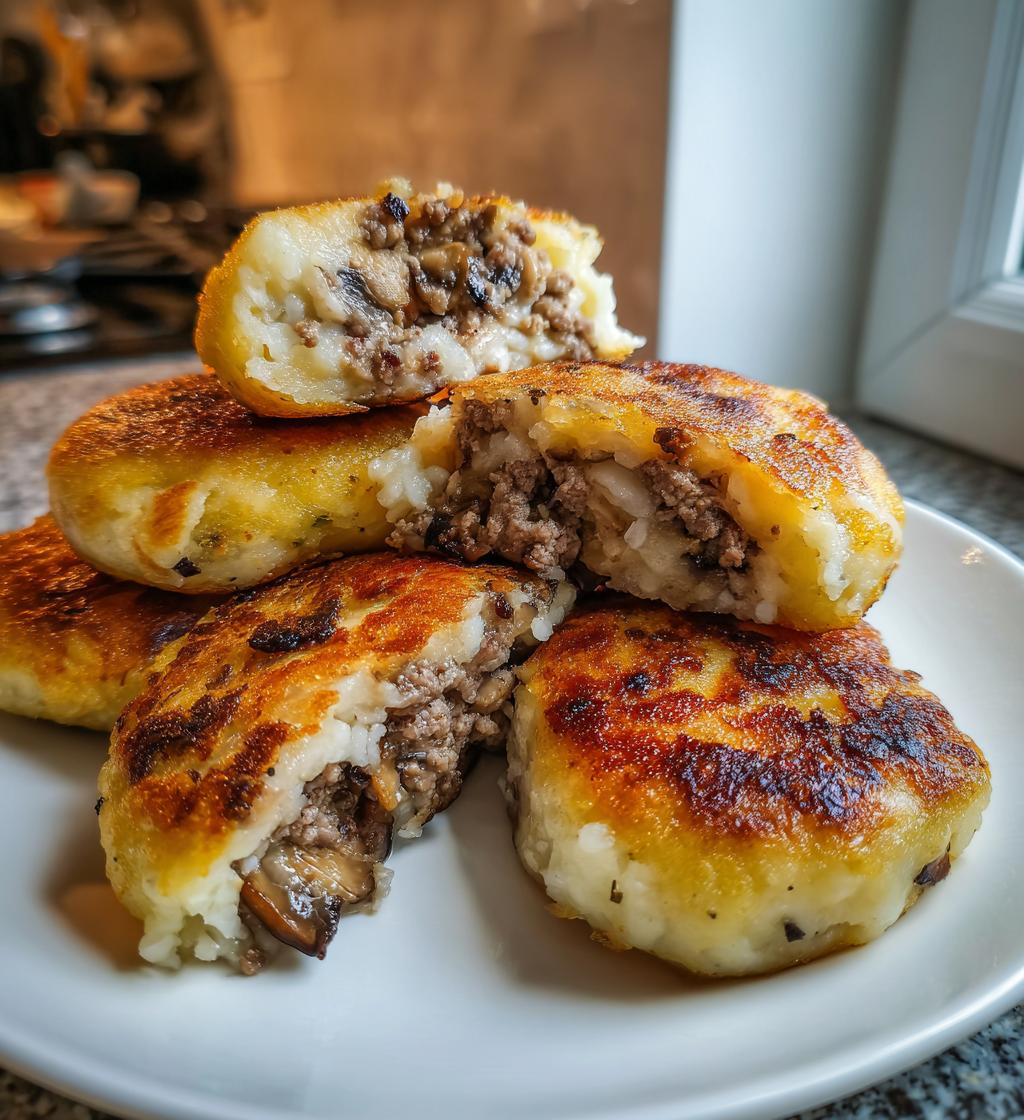 stuffed potato cakes meat mushrooms - detail 1