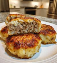 stuffed potato cakes meat mushrooms