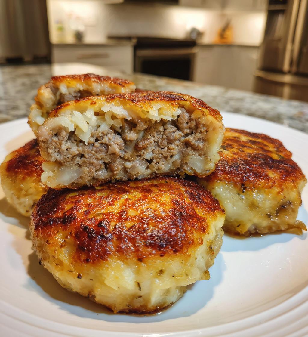 stuffed potato cakes meat mushrooms