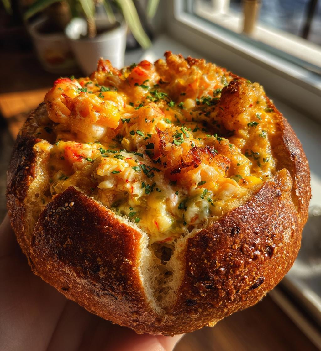 stuffed seafood bread bowl