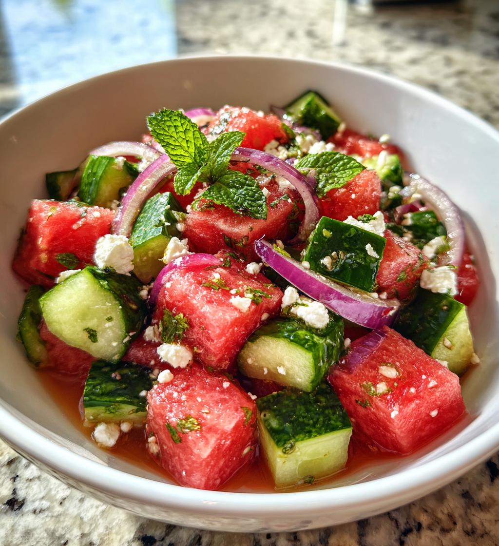 summer perfect watermelon cucumber salad - detail 1