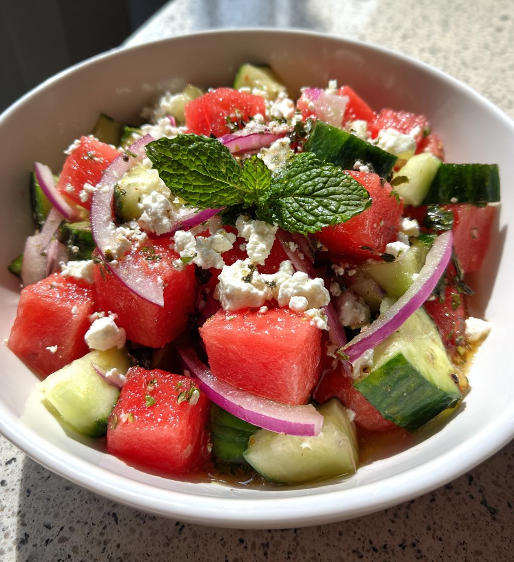 summer perfect watermelon cucumber salad