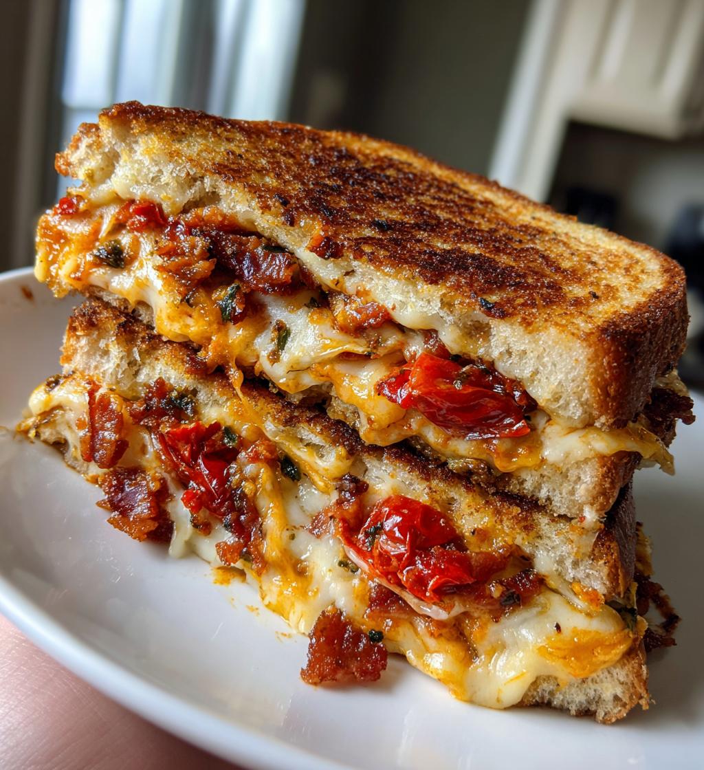 sun dried tomato bacon pesto grilled cheese - detail 1