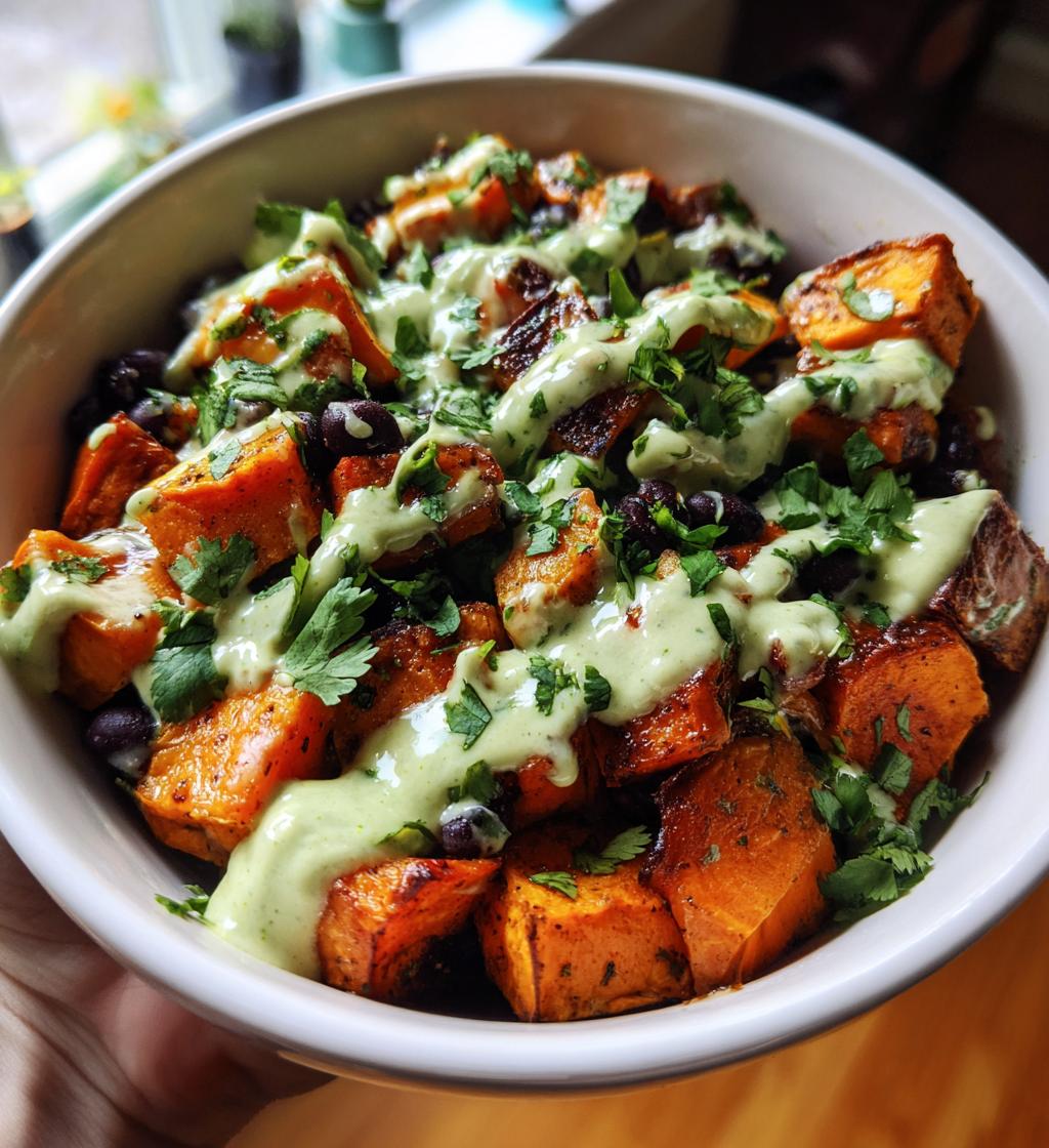 sweet potato black bean bowls avocado lime dressing