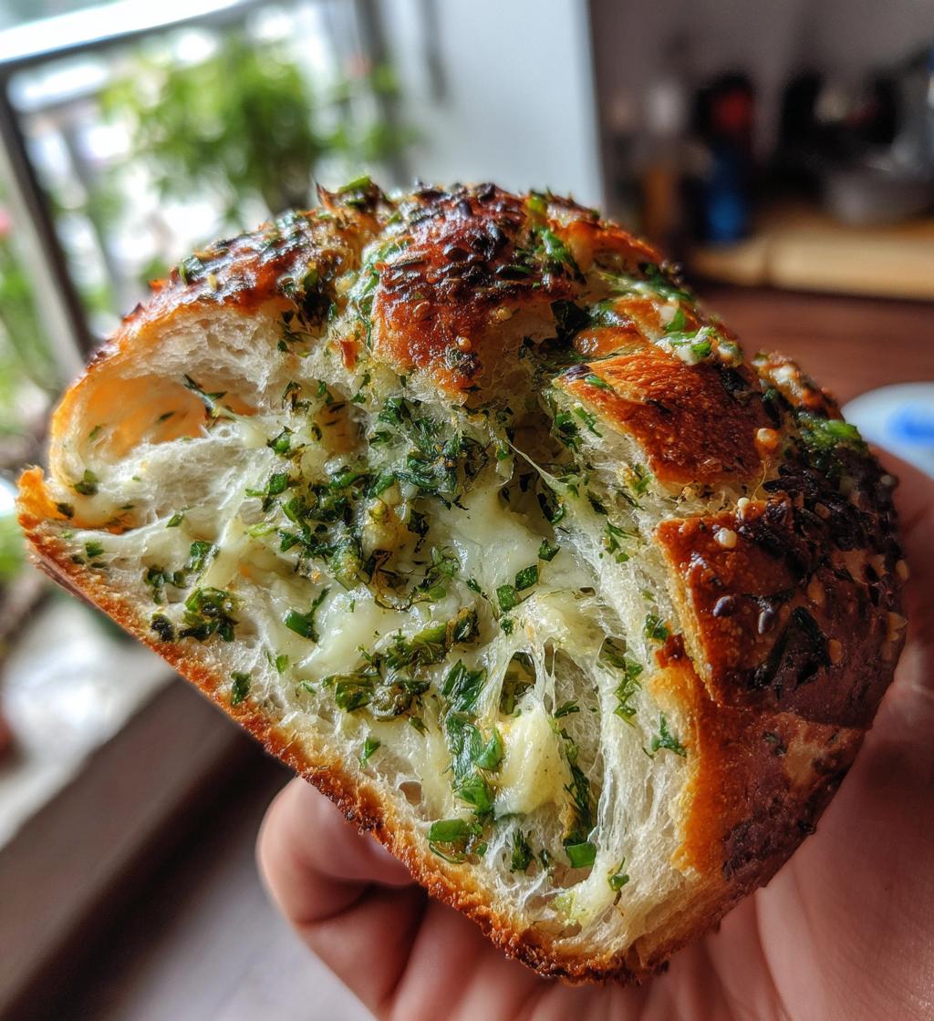 swirled garlic herb and cheese bread - detail 1