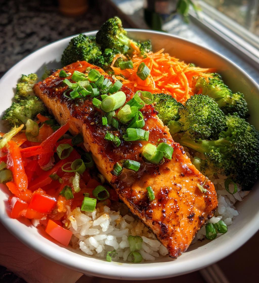 teriyaki salmon bowl - detail 1