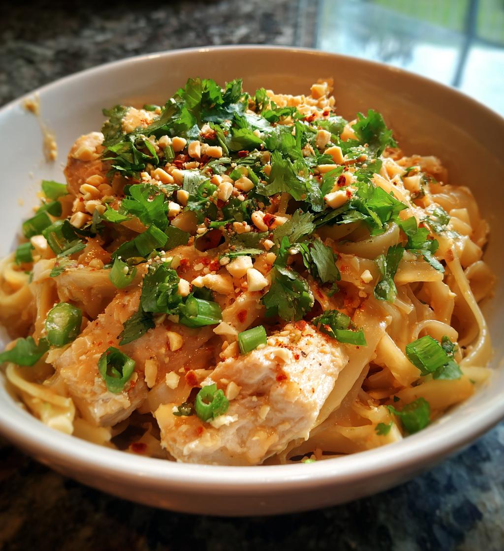 thai peanut noodles with chicken - detail 1