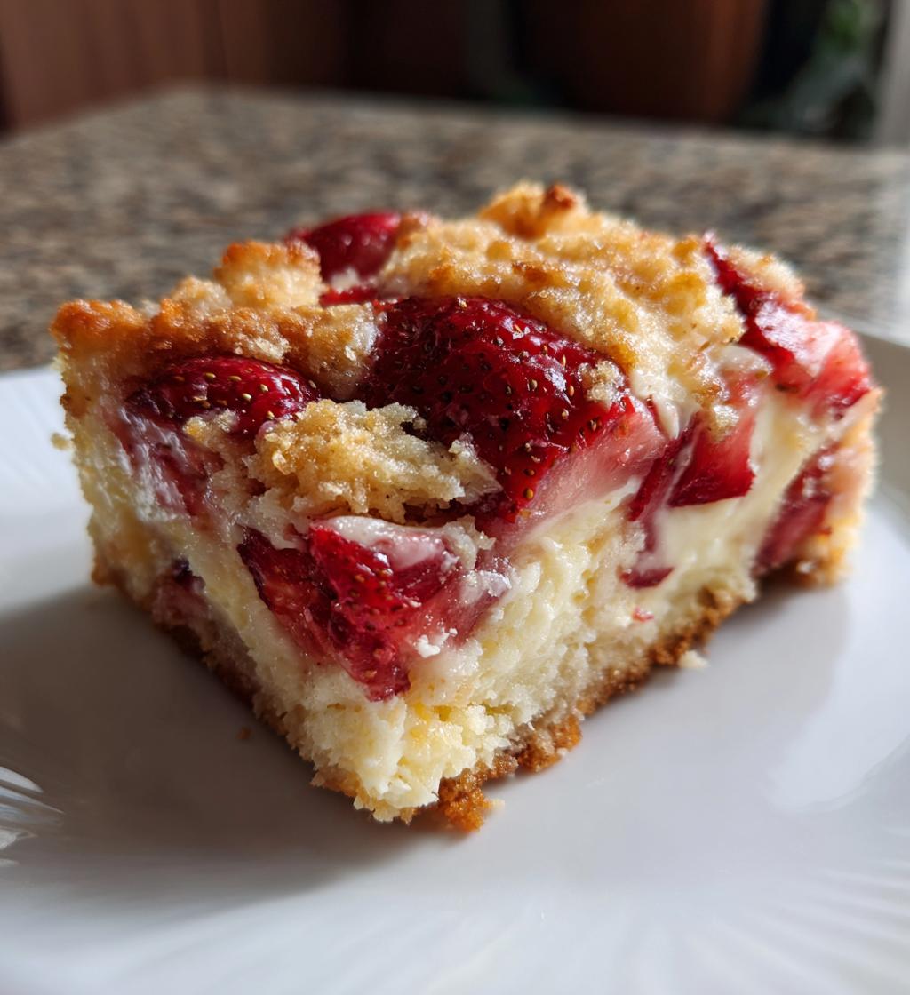 the ultimate strawberry cheesecake dump cake - detail 1
