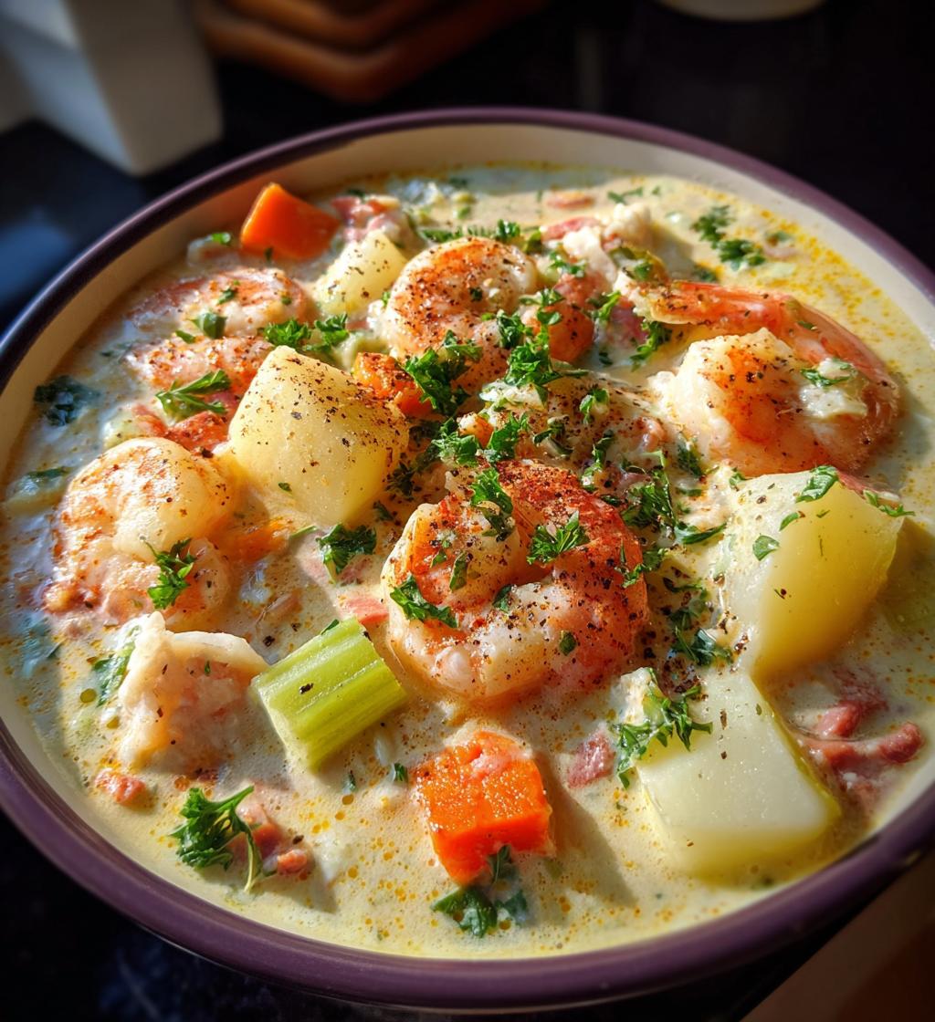 thick and creamy seafood chowder recipe - detail 1