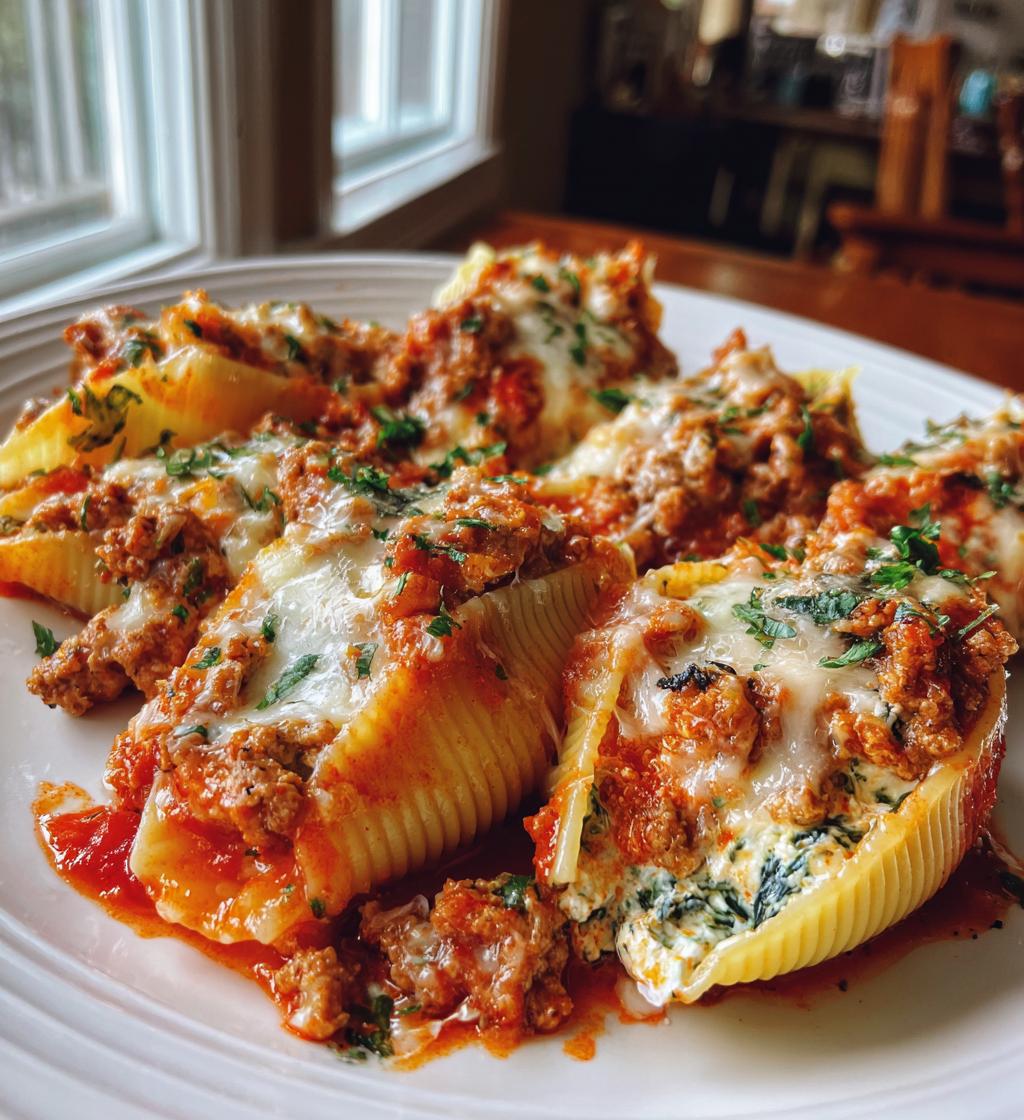 turkey and spinach stuffed shells - detail 1