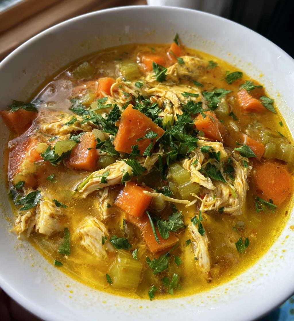 turmeric chicken soup - detail 1