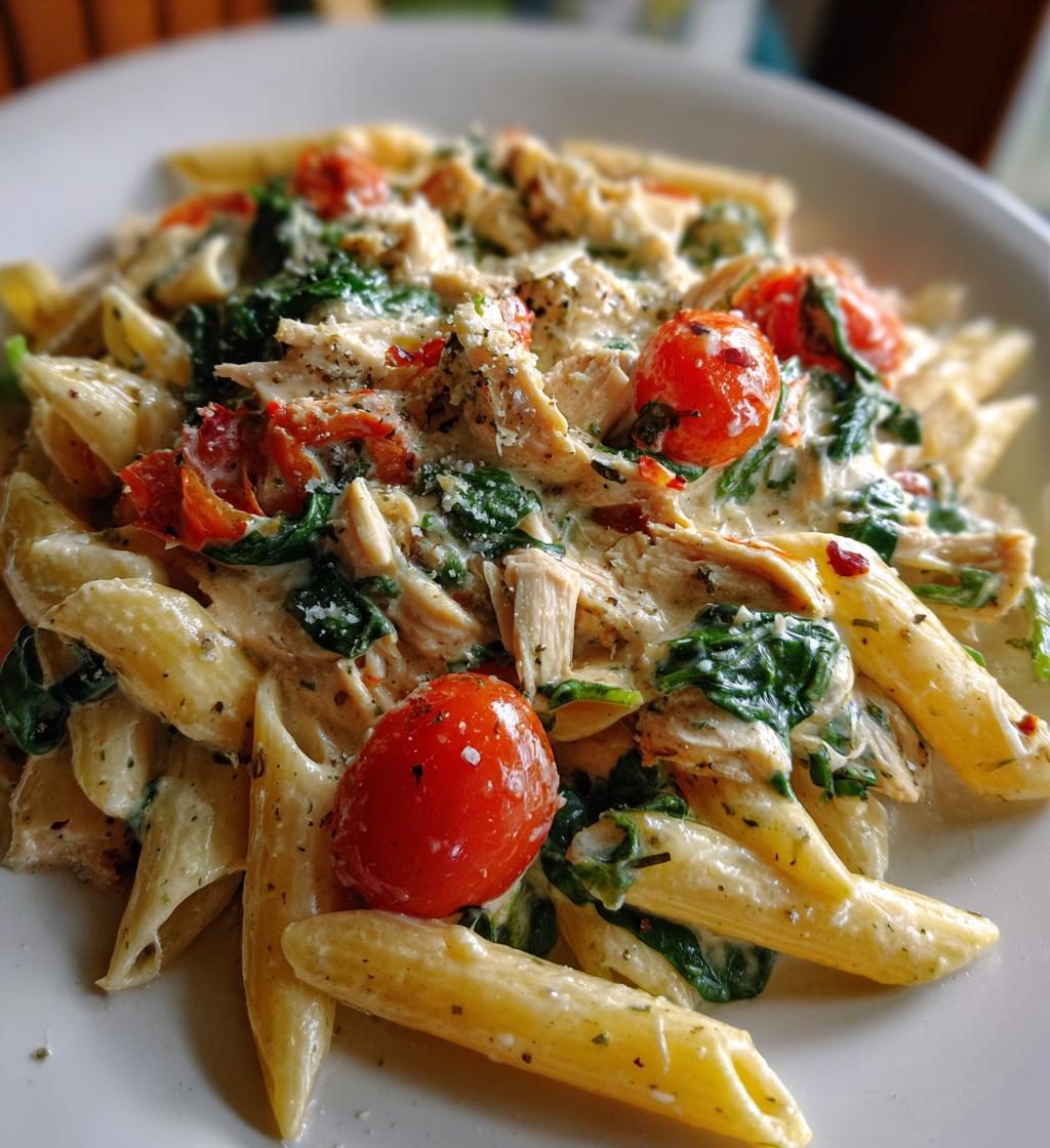 tuscan chicken pasta with cottage cheese - detail 1
