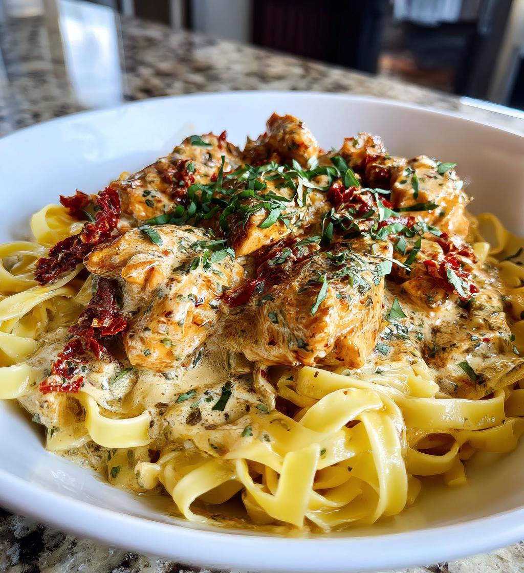 tuscan garlic chicken bites sun dried tomato cajun alfredo pasta