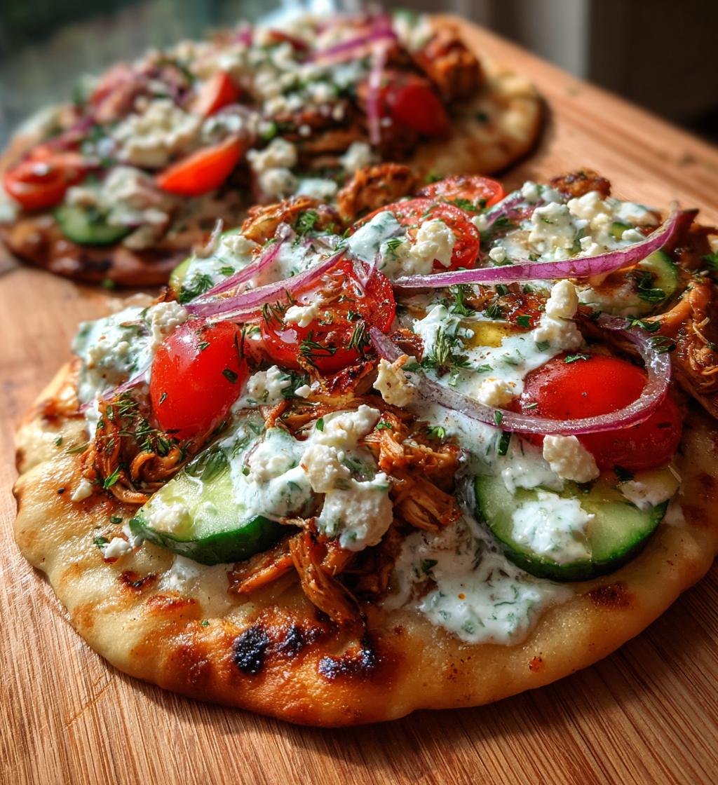 tzatziki chicken veggie naan pizza - detail 1