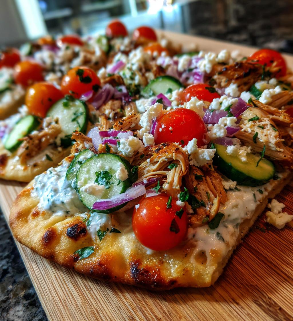 tzatziki chicken veggie naan pizza