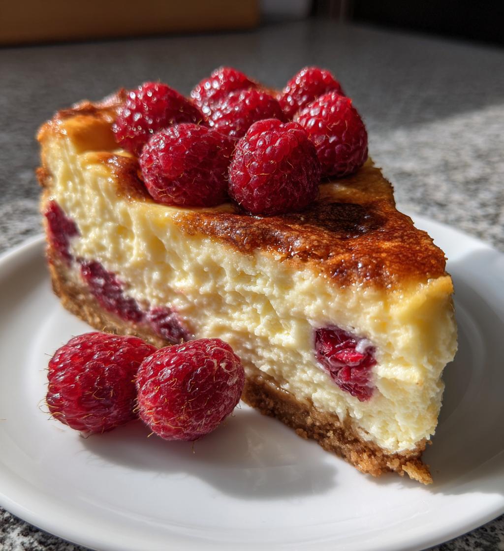 vegan baked raspberry cheesecake - detail 1