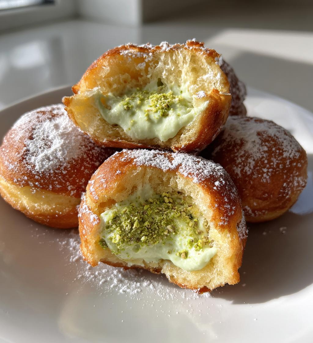 vegan donuts filled with pistachio pastry cream - detail 1