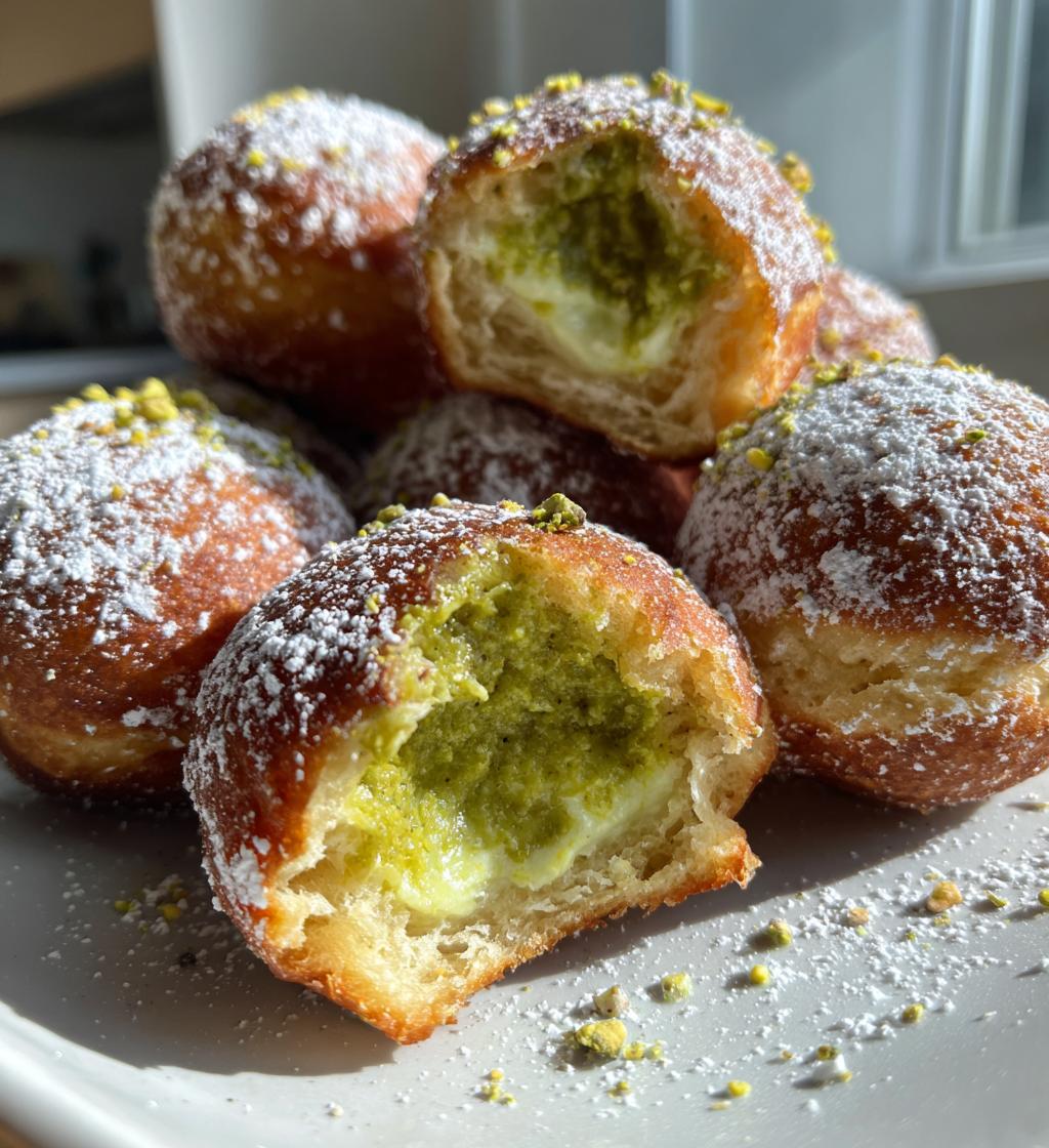 vegan donuts filled with pistachio pastry cream