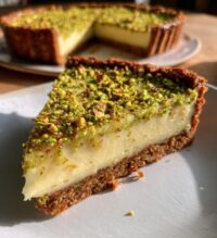 vegan white chocolate pistachio tart