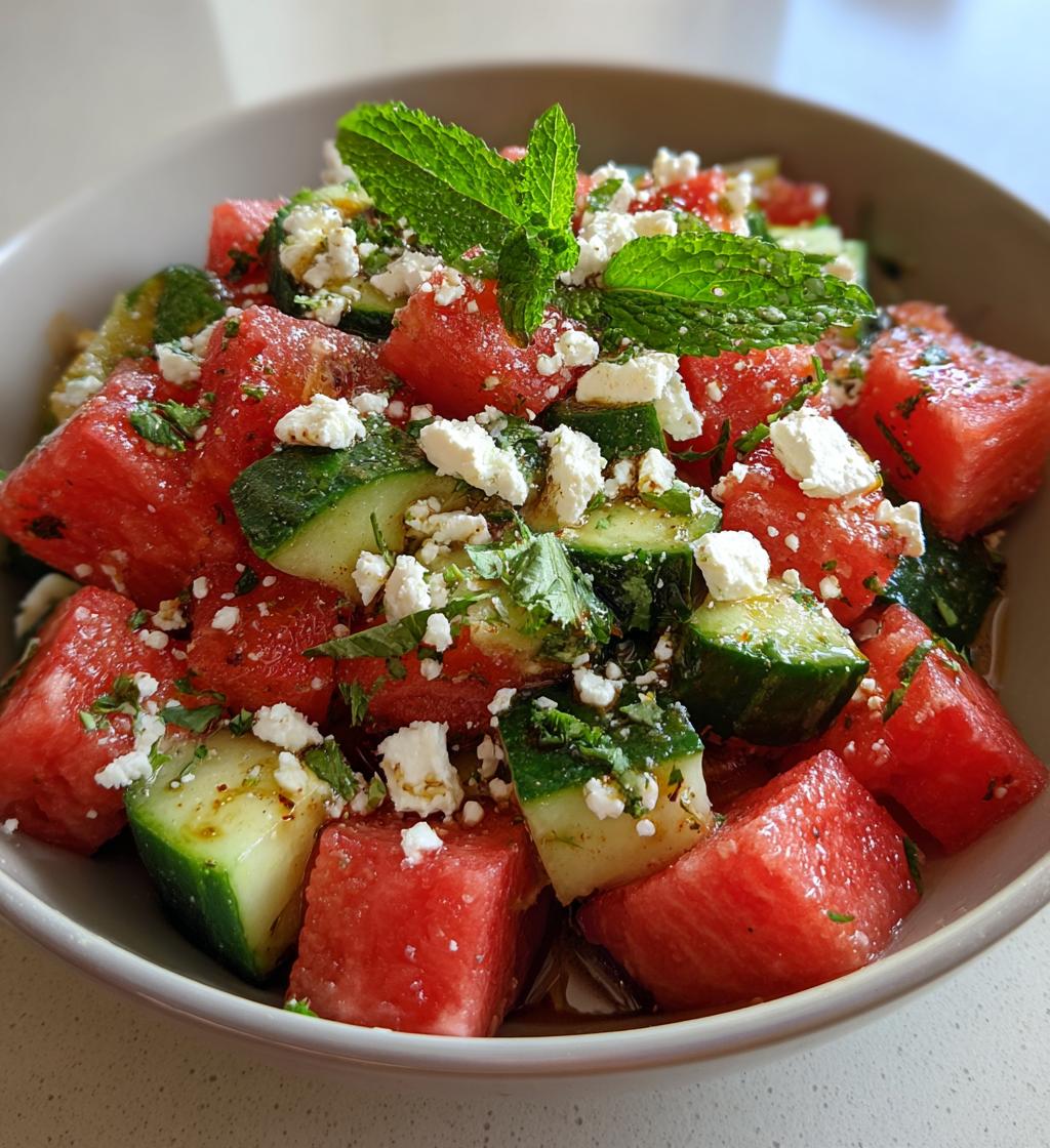 watermelon cucumber feta salad