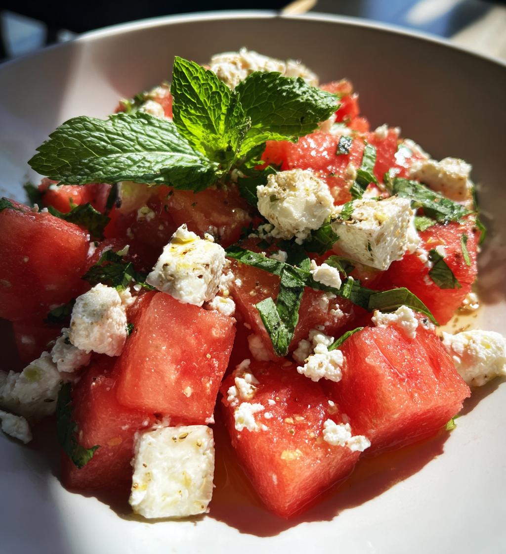 watermelon feta salad with mint - detail 1