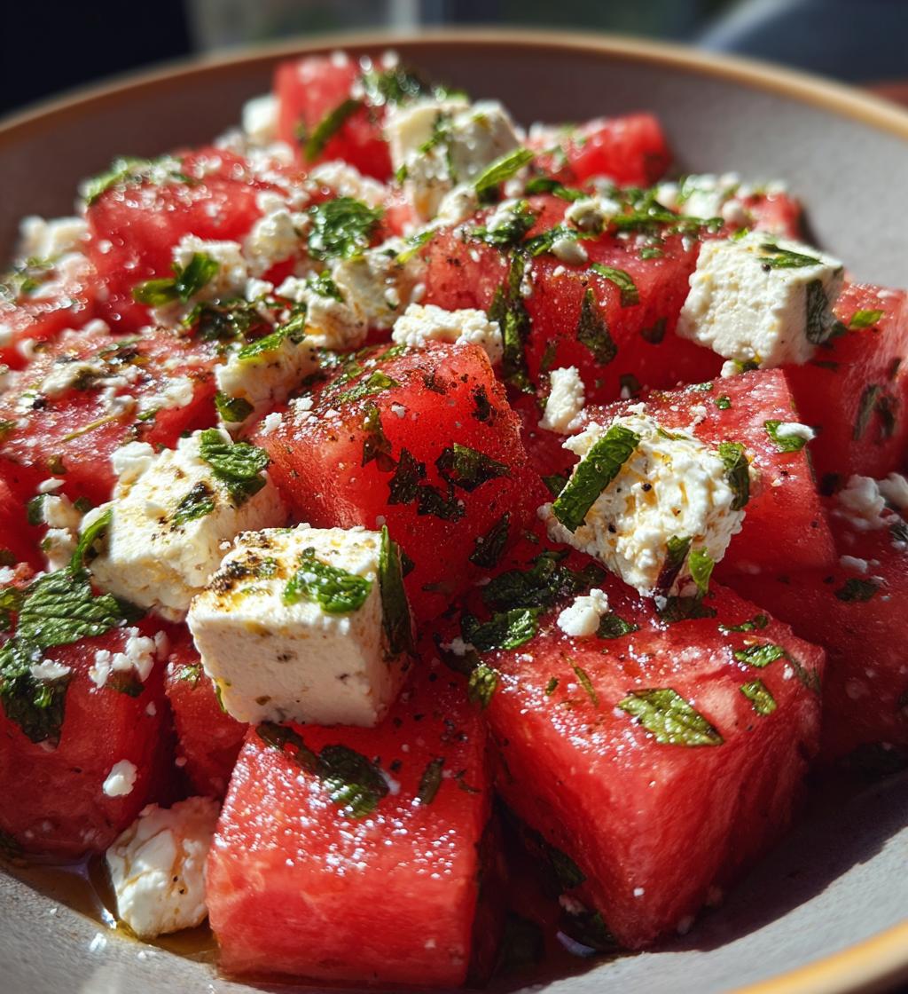 watermelon feta salad with mint