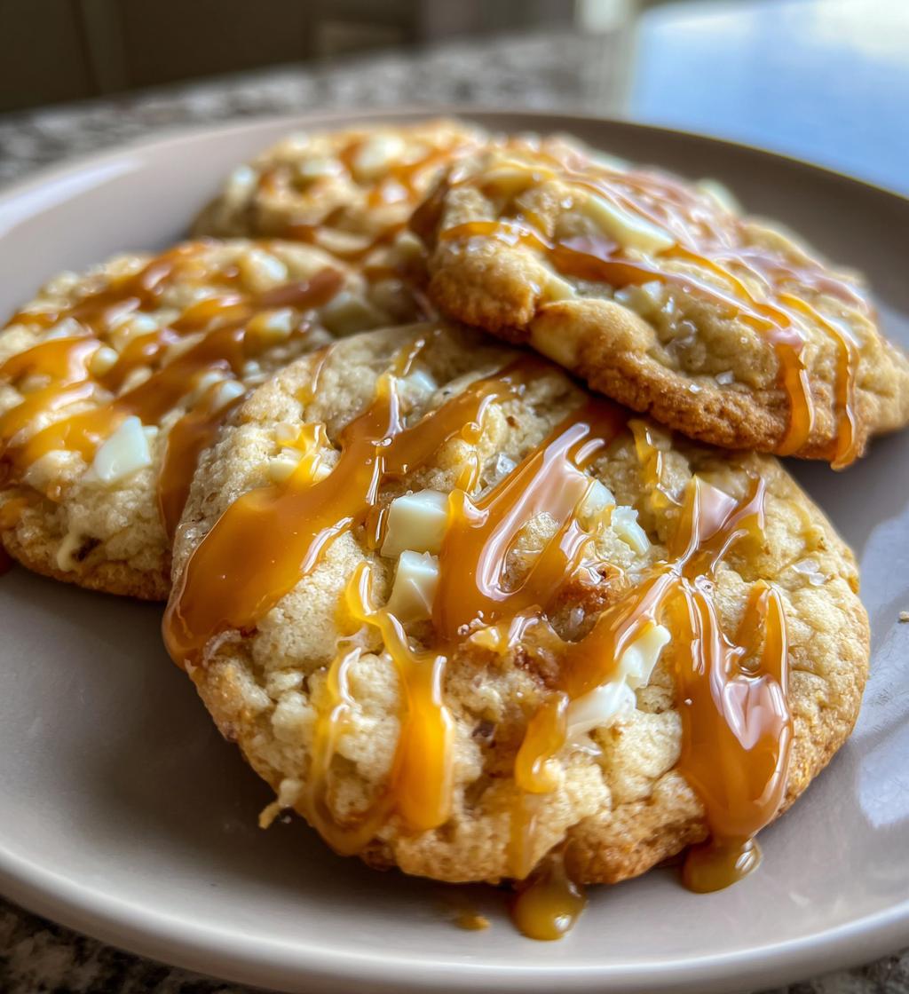 white chocolate caramel drizzle cookies - detail 1