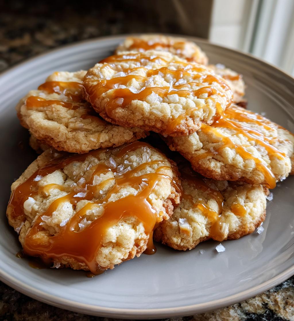 white chocolate caramel drizzle cookies