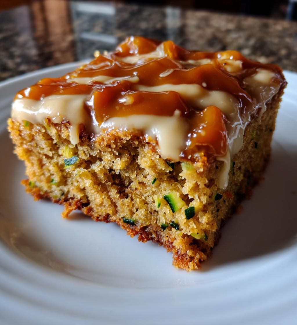 zucchini bars with caramel frosting