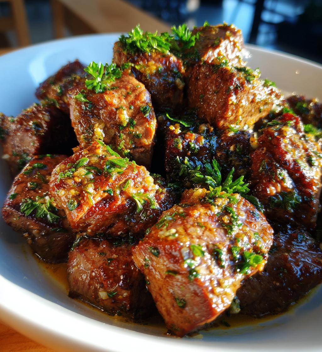 air fryer garlic butter steak bites - detail 1