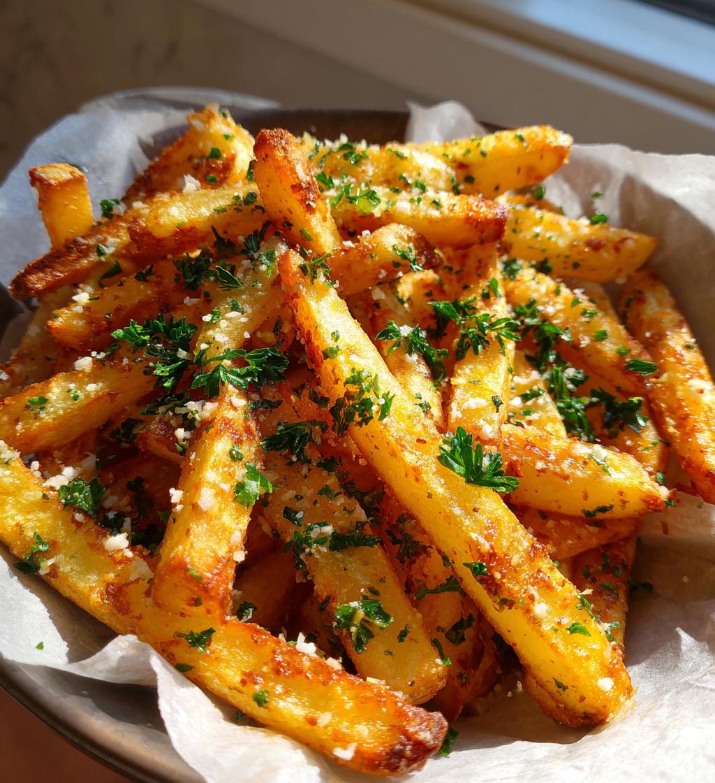 air fryer garlic parmesan fries - detail 1