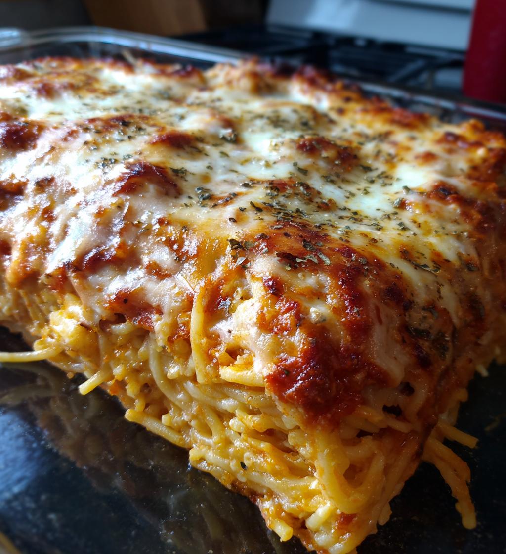 baked cream cheese spaghetti casserole 2