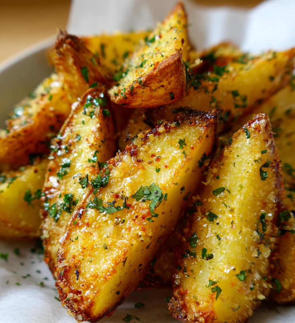 baked garlic parmesan potato wedges