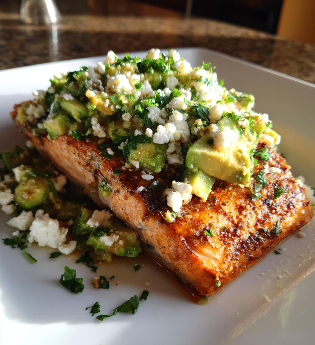 baked salmon with avocado feta - detail 1