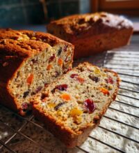 banana bread with wholemeal flour and dried fruit