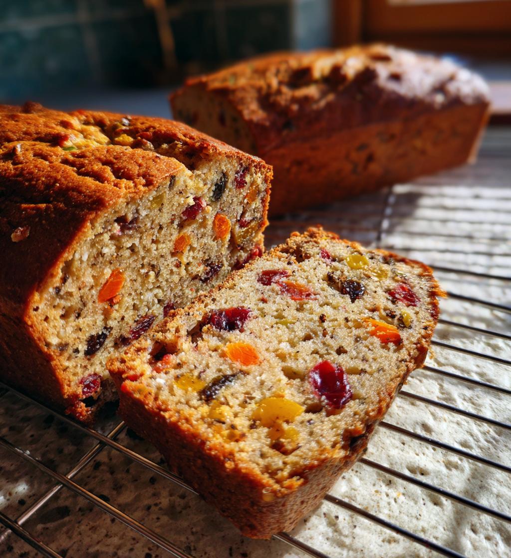 banana bread with wholemeal flour and dried fruit