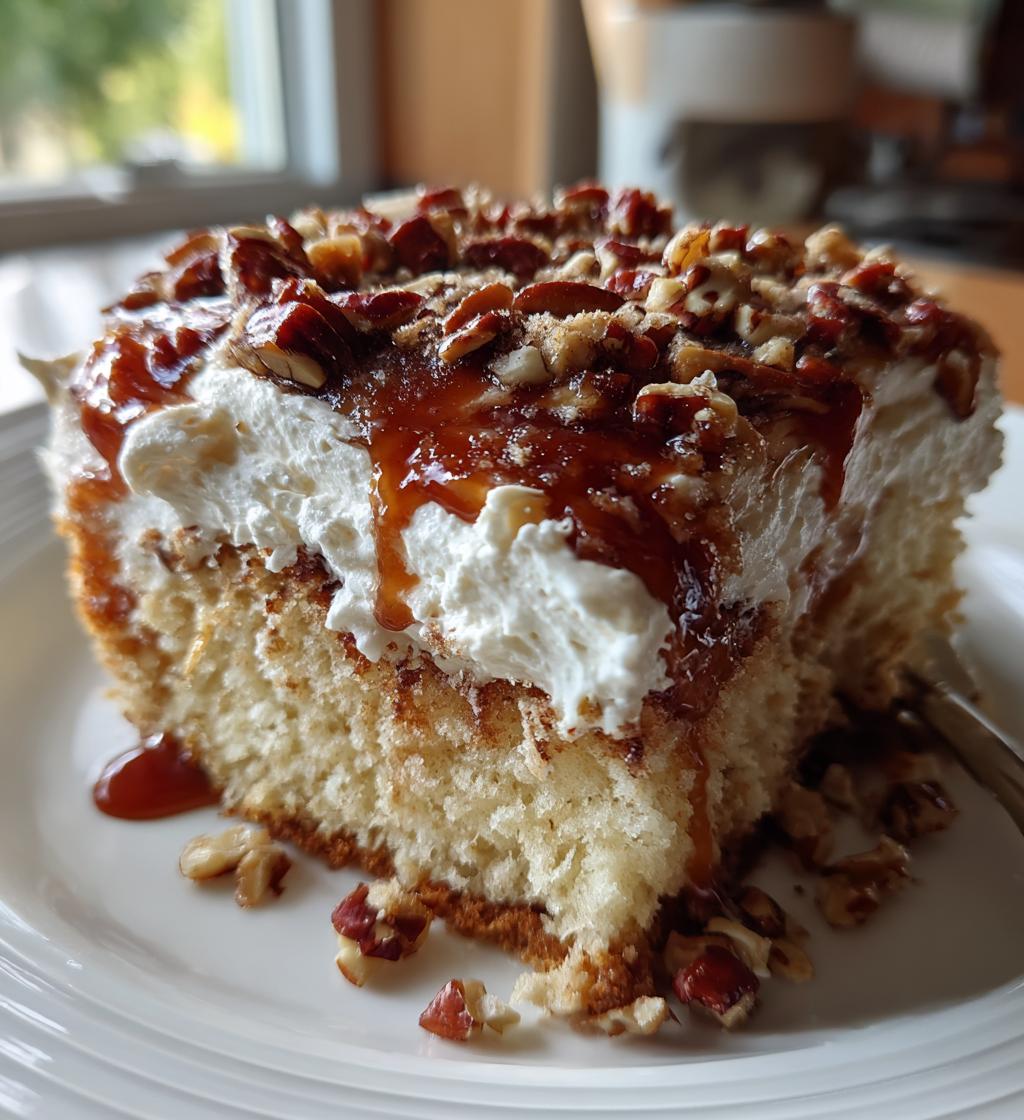 butter pecan praline poke cake
