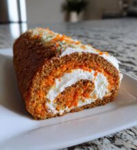 carrot cake roll with cream cheese frosting filling