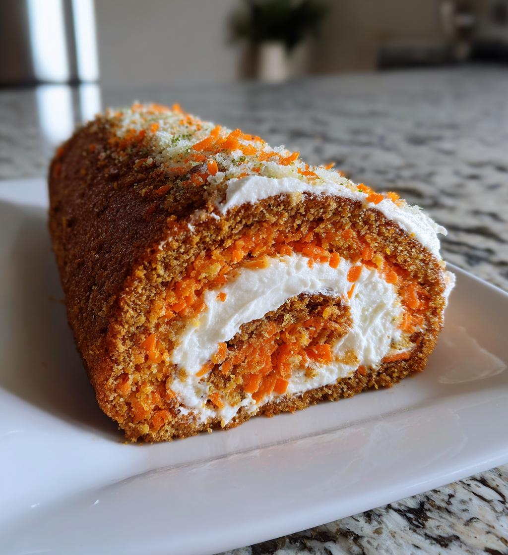 carrot cake roll with cream cheese frosting filling