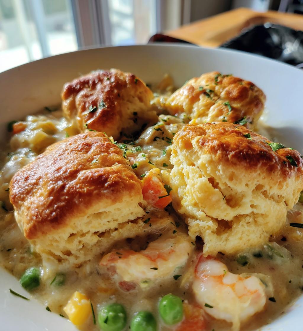 cheddar bay biscuit seafood pot pie - detail 1