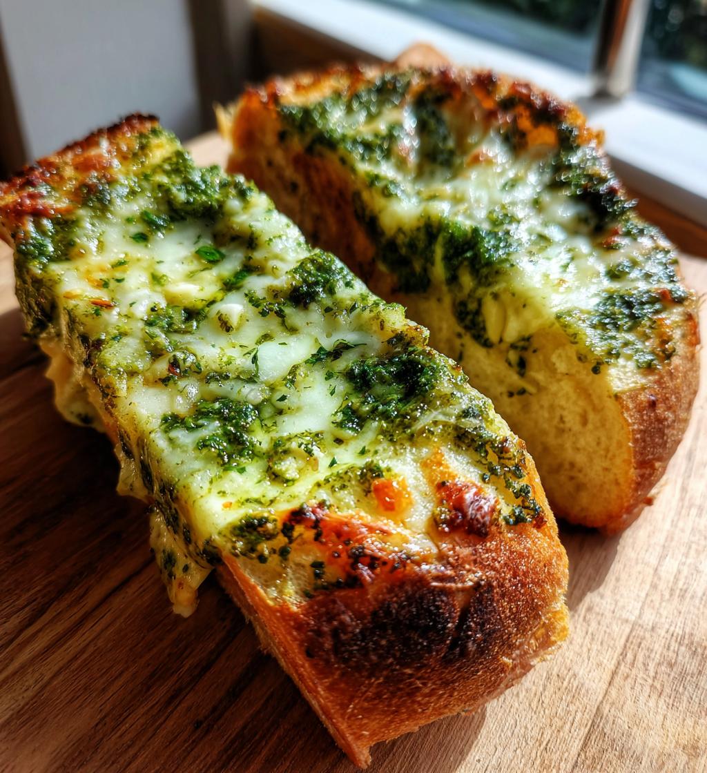 cheesy pesto garlic bread