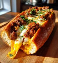 cheesy sloppy joe garlic bread 2