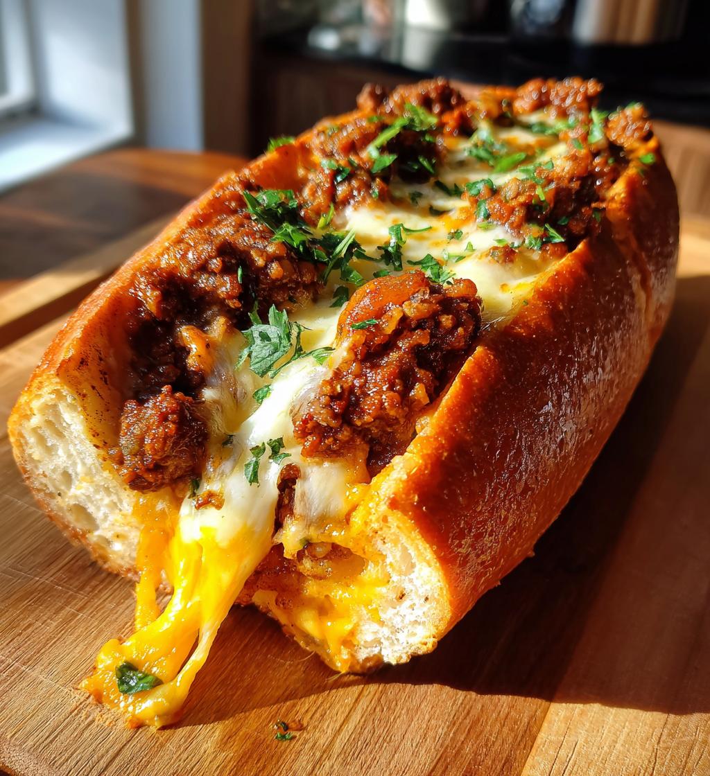 cheesy sloppy joe garlic bread 2