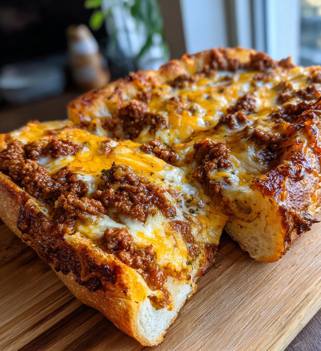 cheesy sloppy joe garlic bread