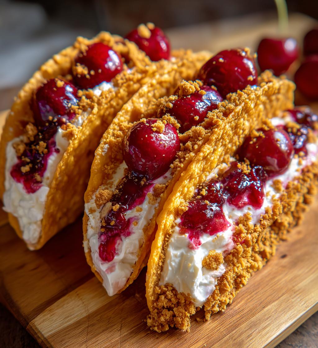 cherry cheesecake tacos - detail 1