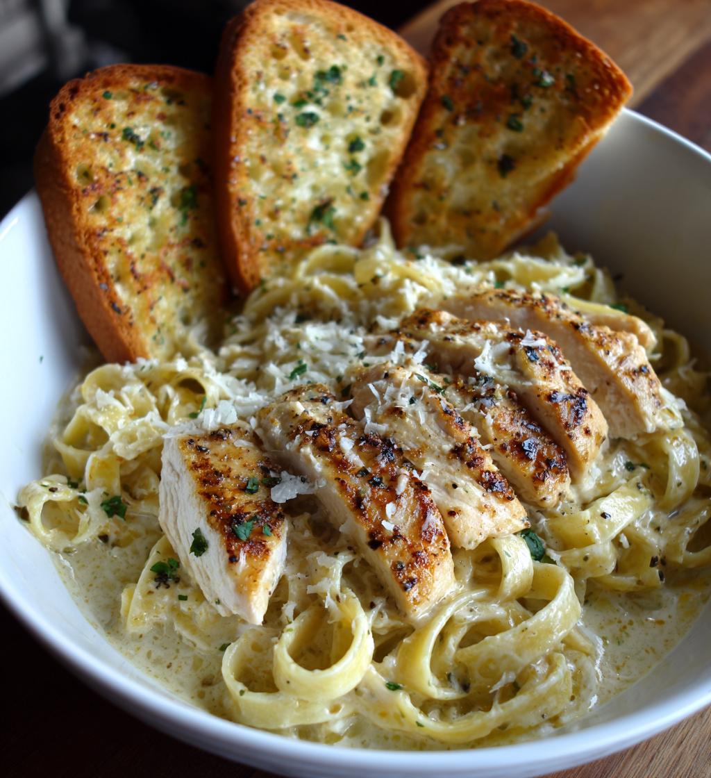 chicken alfredo garlic bread