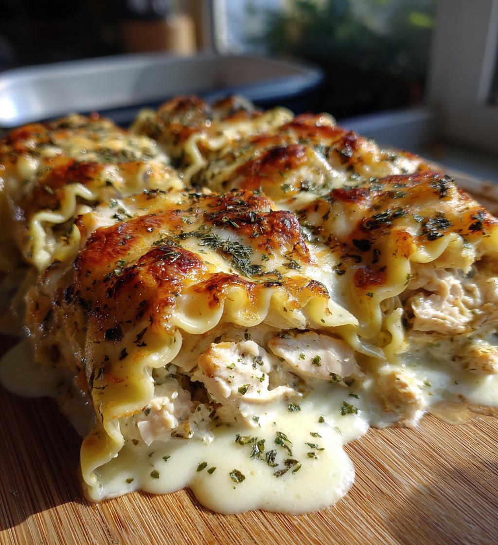 chicken alfredo lasagna rolls