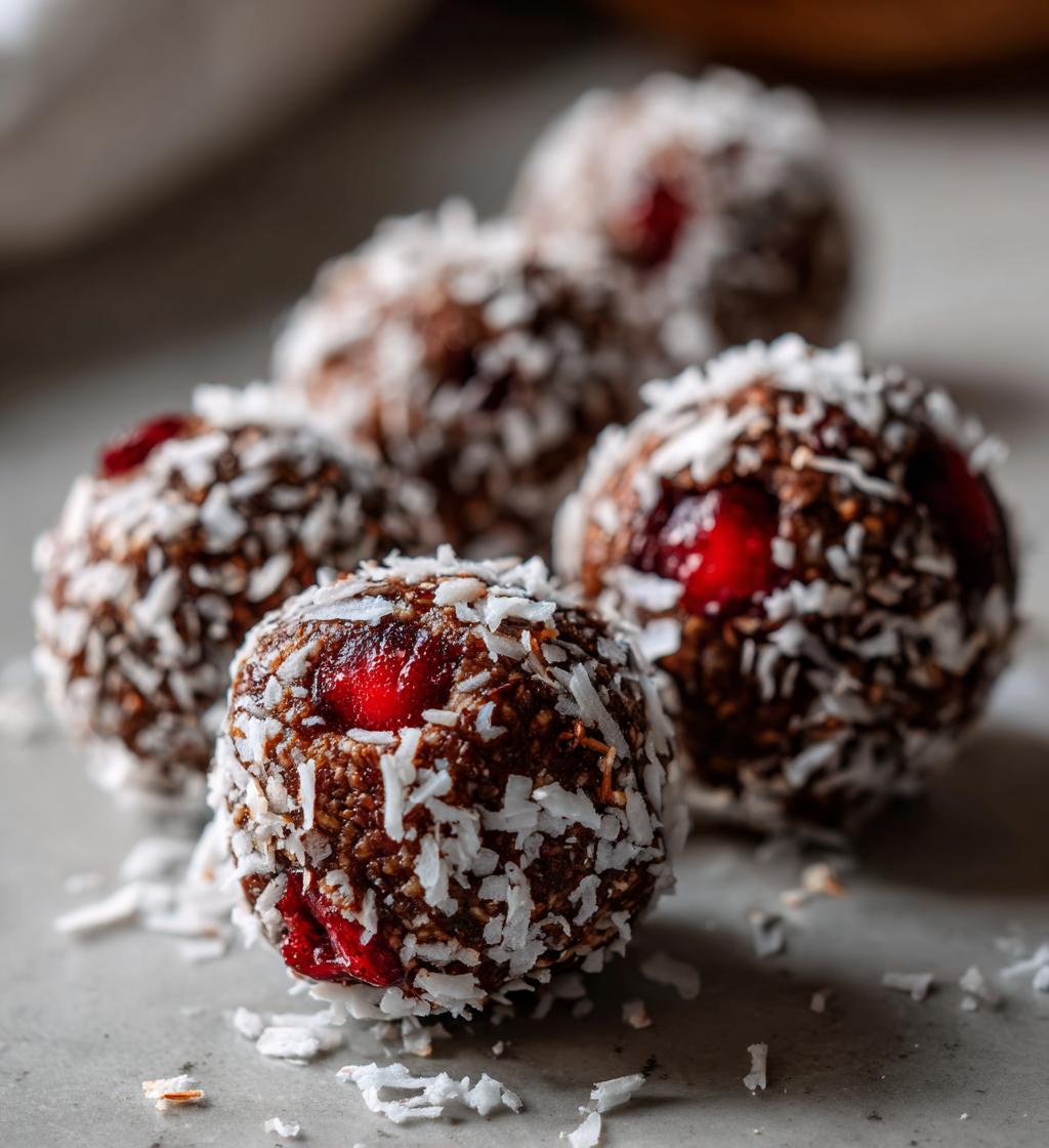 chocolate cherry coconut truffles - detail 1