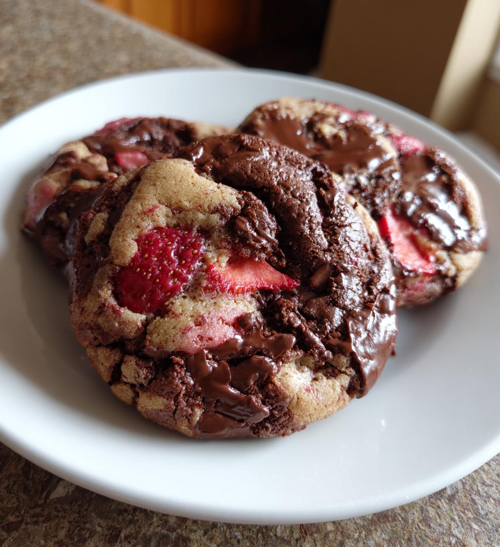 chocolate covered strawberry cookies perfect for your sweetheart